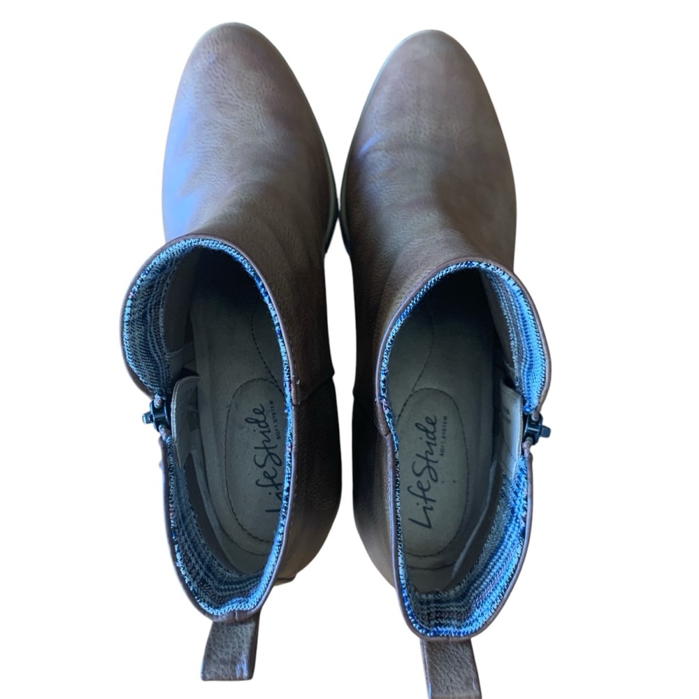 Life Stride Michelle Whiskey Brown Booties Ankle Boots Water Resistant Size 9.5M - Picture 5 of 6